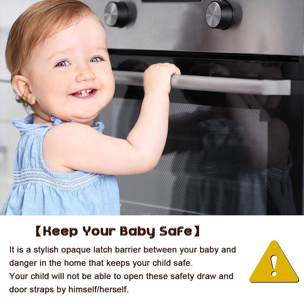 8 Pack Black Child/Baby Safety Cabinet Locks - Adjustable Strap Baby Proof Latches with No Trapped Fingers for