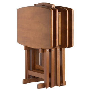 Folding TV Tray Set of 5 - Durable Small Folding Tables, X-Frame Design, Convenient Snack Tray Tables, Easy Assembly