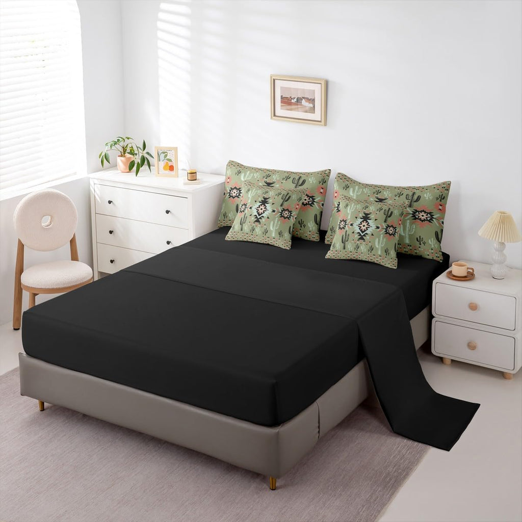Khaki Southwestern Aztec Comforter Set with Sheets 7 Piece Full
