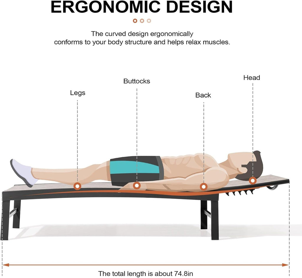 Chaise Lounge Chair Outdoor Set of 2, Adjustable 5 Positions Pool Lounge Chairs, Metal Tanning Recliner, Outdoor