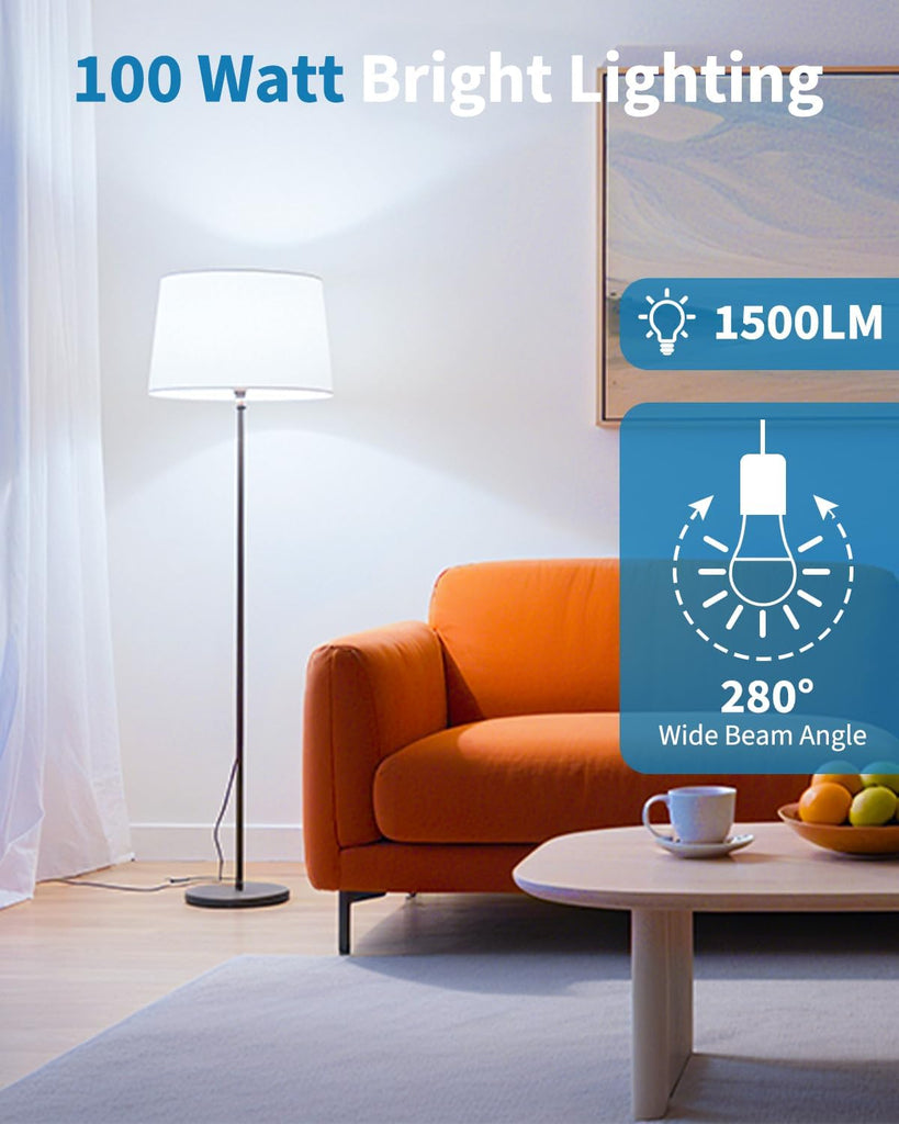 12 Pack LED Light Bulbs, 100 Watt Equivalent A19, 5000K Daylight LED Bulb, 15W Bright White Energy Saving Lightbulbs