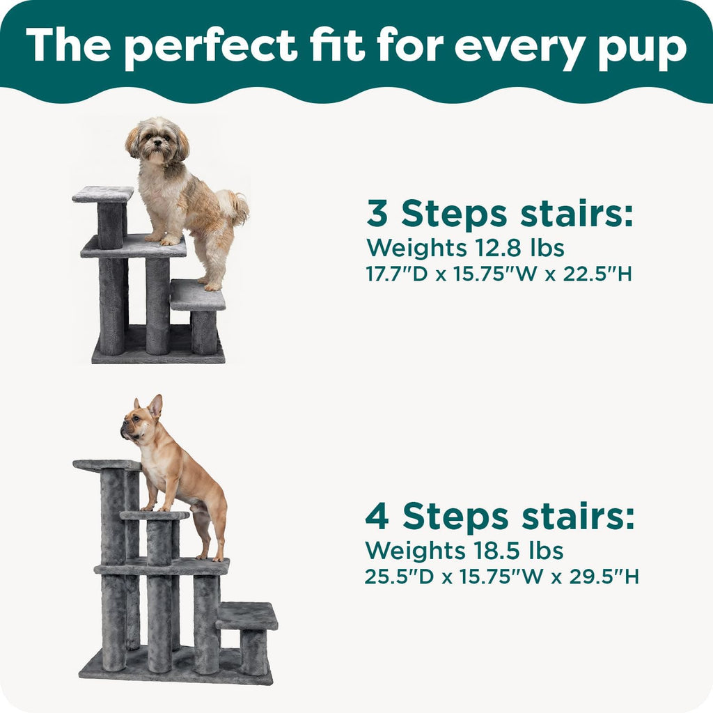 Steady Paws Multi-Step Pet Stairs for High Beds & Sofas - Cream, 3-Step
