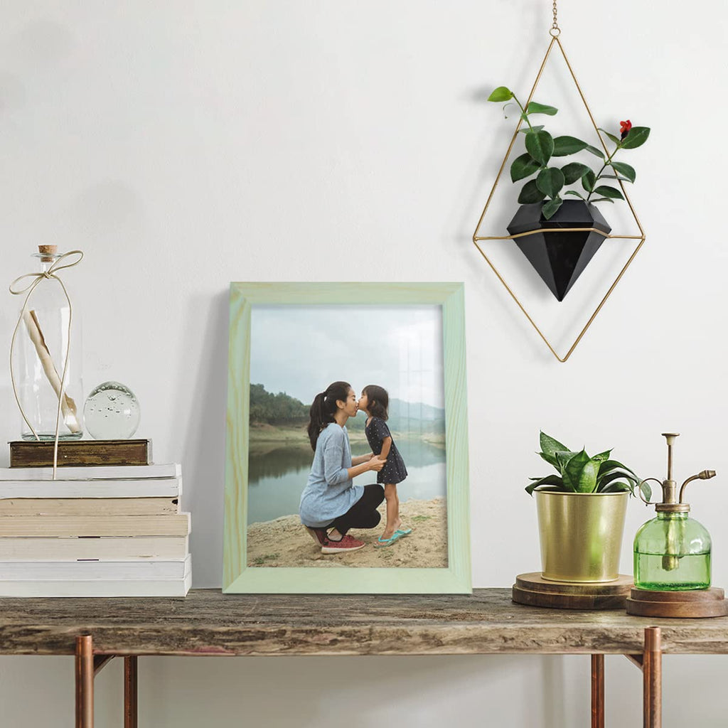 8x10 inch Solid Wood Picture Frame, High Definition Glass and High-end Modern Style Cream Colored for Wall and