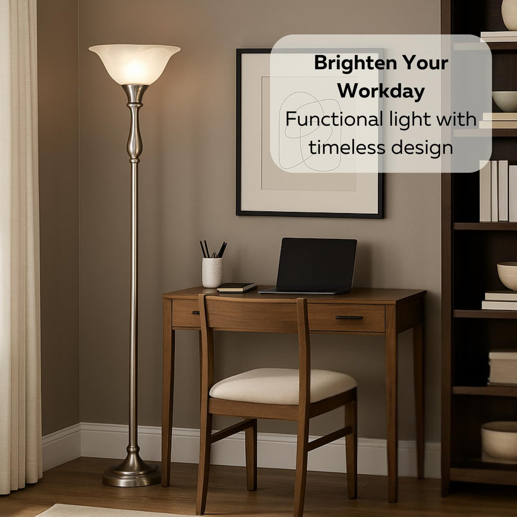 Torchiere Floor Lamp, 72", Brushed Nickel