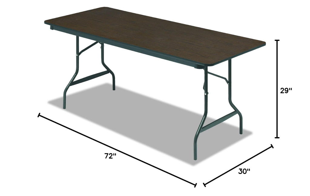 Commercial Wood Laminate Folding Table, 30" x 72", Walnut - Made in USA