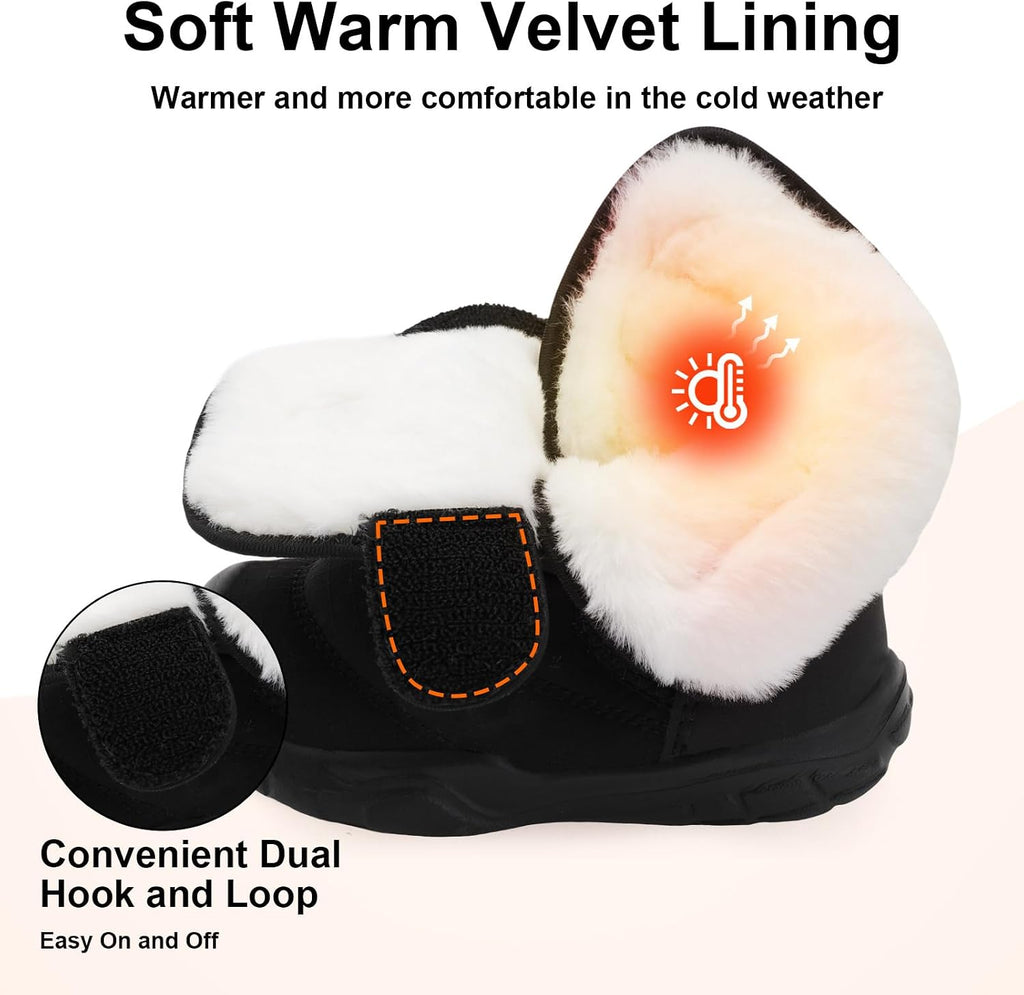 Toddler Boys Girls Winter Warm Shoes Water-Resistant Comfy Non-Slip Snow Boots Cold Weather Insulated Outdoor Walking