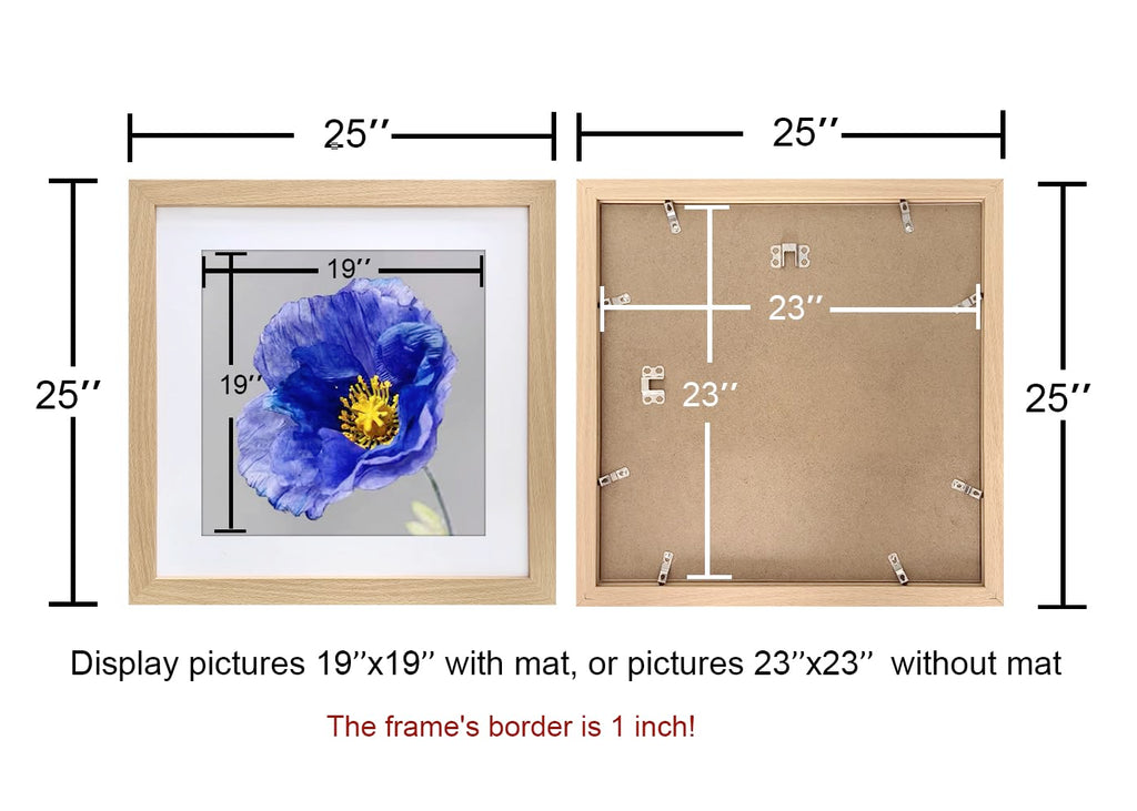 23x23 Frame with 19x19 Mat Wood Color Picture Frame Home Decor-1PCS