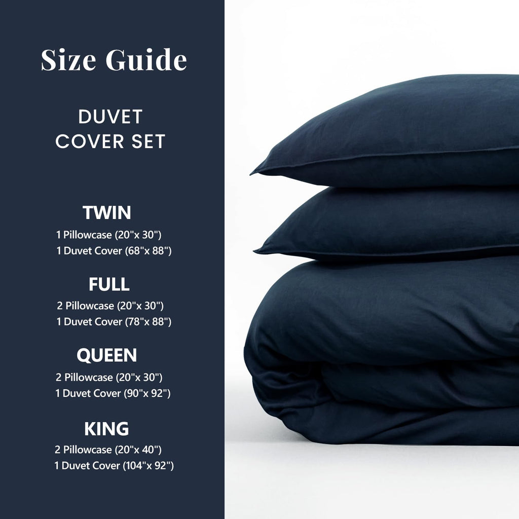 100% Organic Linen Duvet Cover Set, Stonewashed French Flax Bedding Set 3pcs, 1 Comforter Cover+2