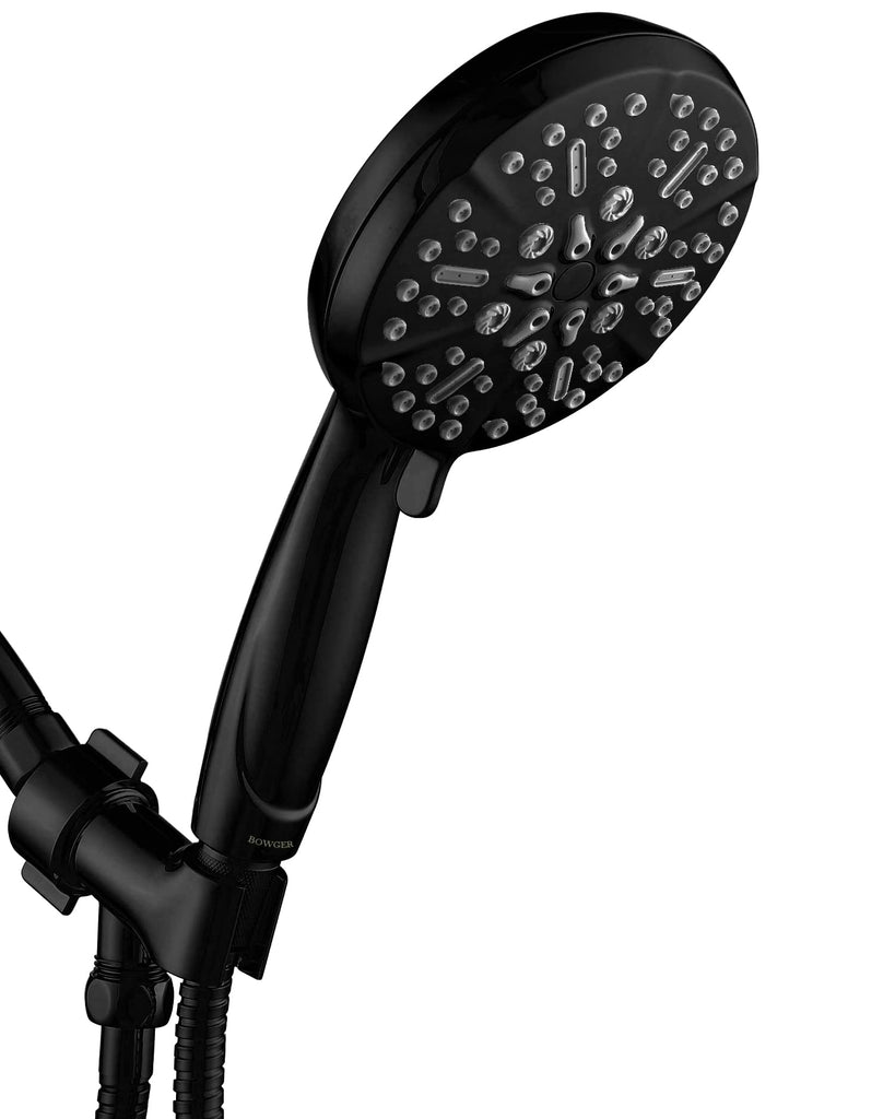 Matt Black Shower Head with Handheld Spray High Pressure-Multifunction Strong Flow Rain Massage Showerhead with Extra