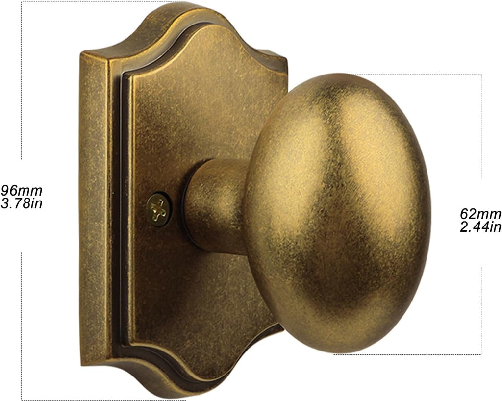 Antique Brass Oval Dummy Door Knobs, 2 Pack