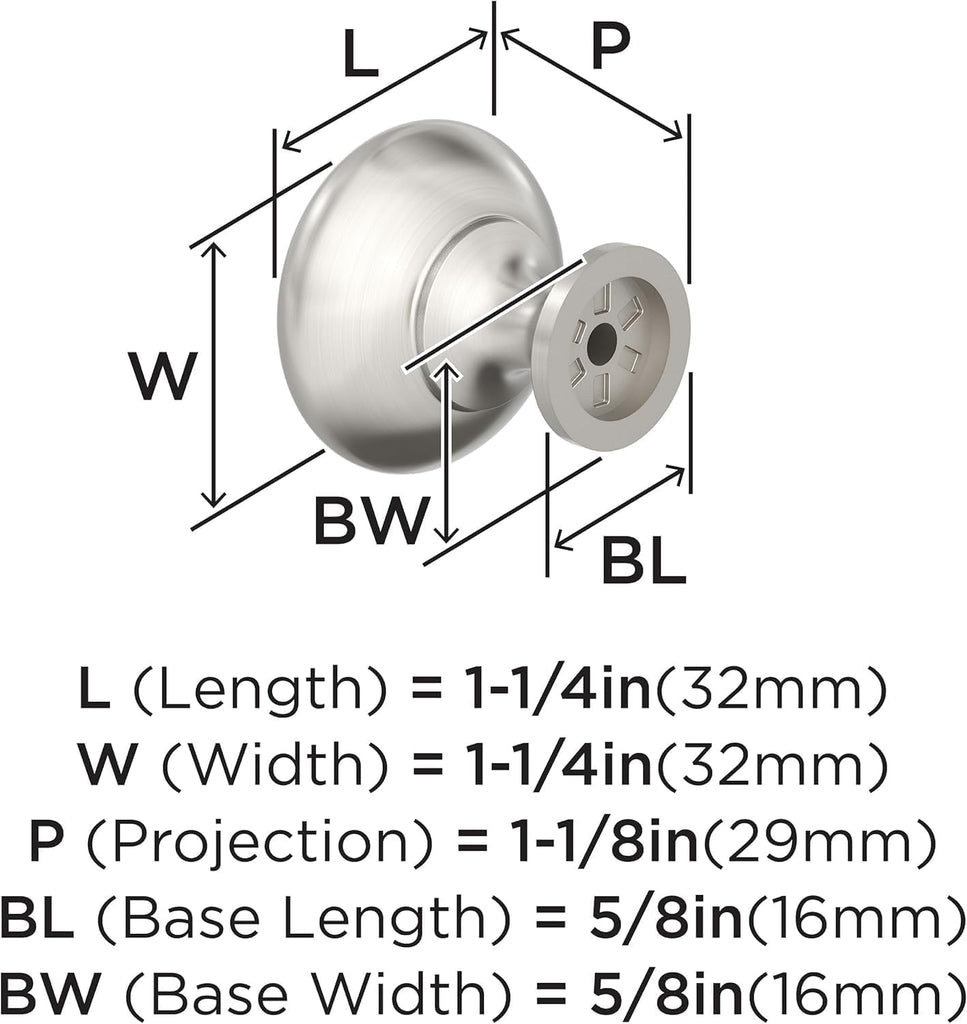| Cabinet Knob | Satin Nickel | 1-1/4 inch (32 mm) Diameter | Edona | Drawer Knob | Cabinet Hardware (Pack of 10)