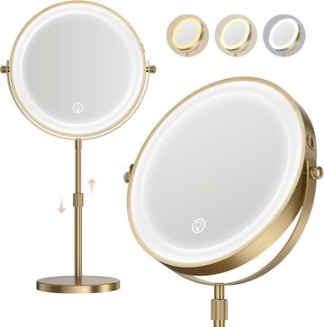 Makeup Mirror, 1X/20X Rechargeable Vanity Mirror with Lights