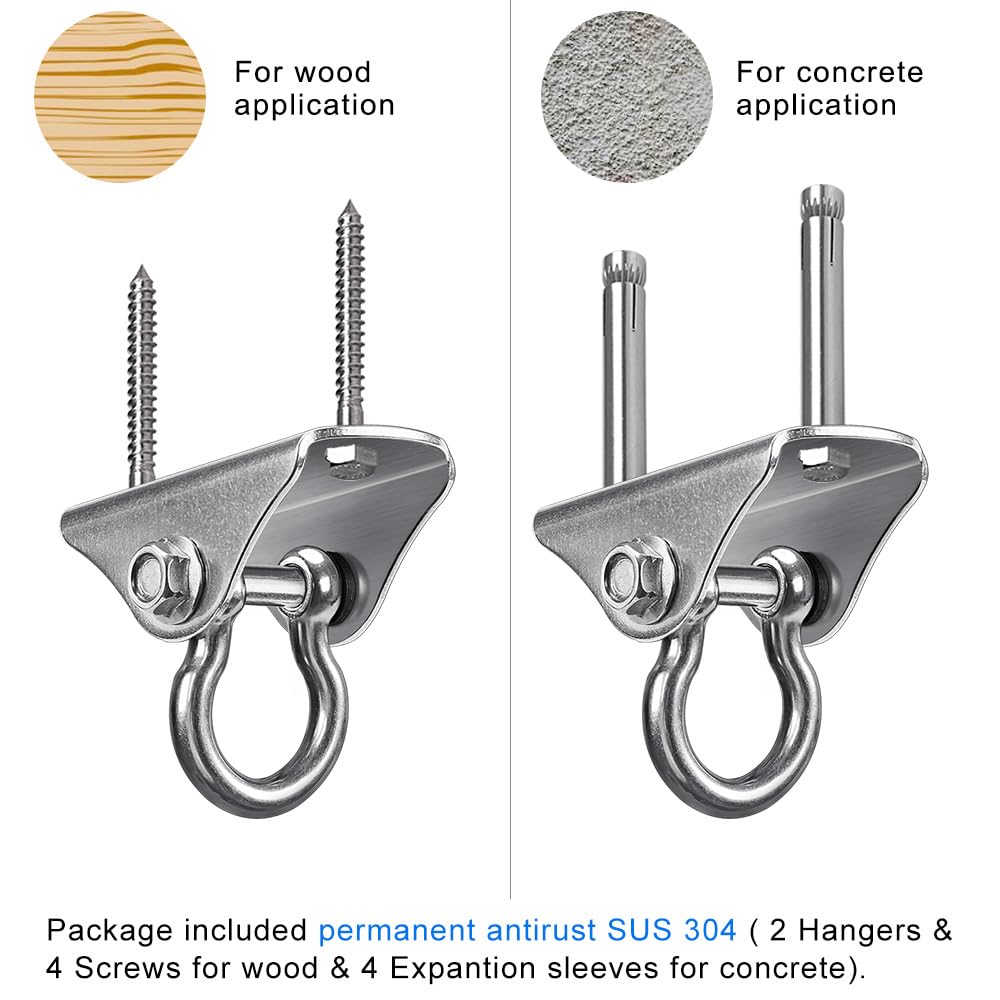 Heavy Duty Swing Hanger Stainless Steel Ceiling Swing Hooks 2 Pack