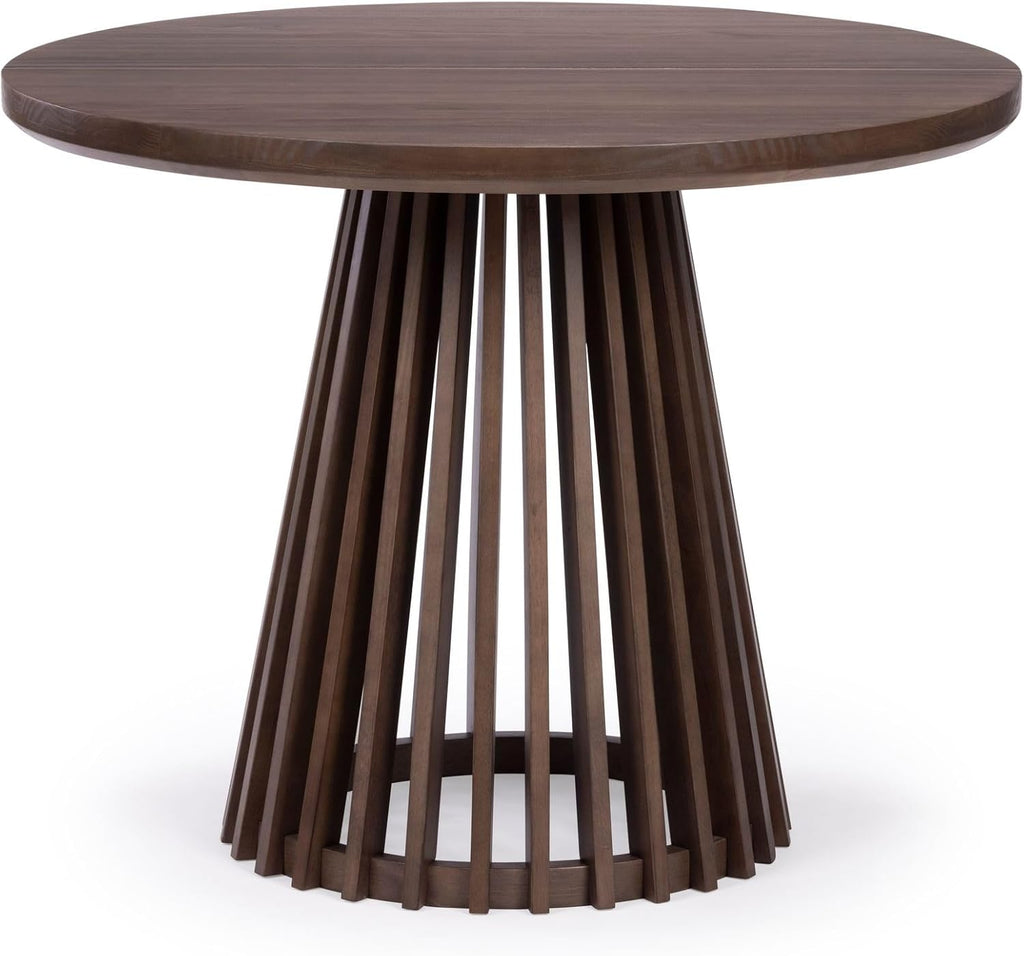 Round Dining Table, 38", Wooden, Pedestal, Minimalist Kitchen Table for 4 for Dining Room, Walnut