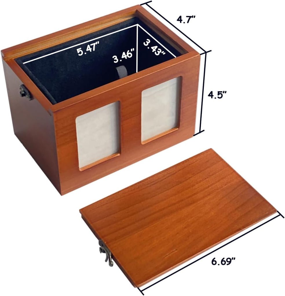 Pet Urns for Dog Cremation With Photo Frame - Wooden Box for Ashes, Cat Urns, Memory Box With Memorial Card