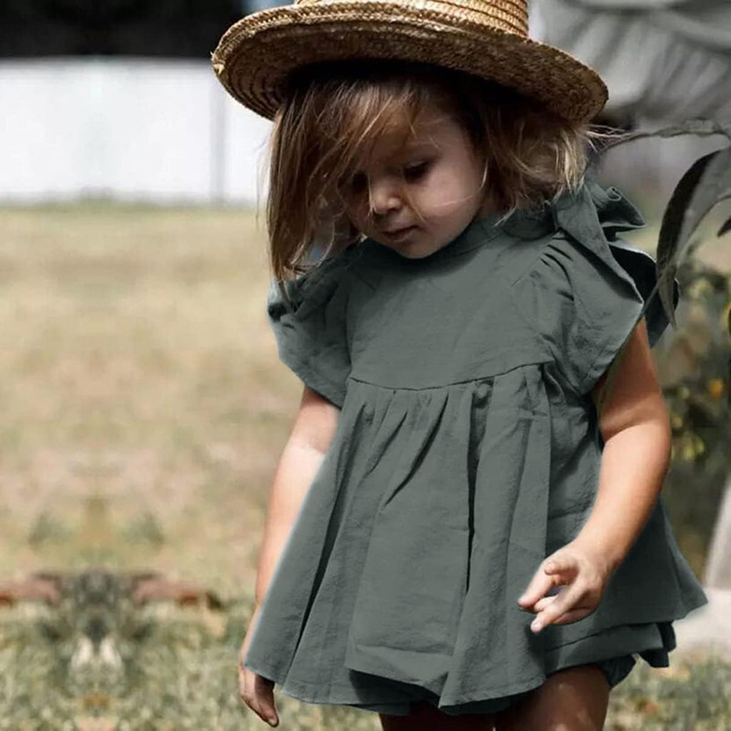 Toddler Baby Girls Summer Kids Outfit Solid Seelveless Tops Shorts Bloomers 2pc Clothes Set