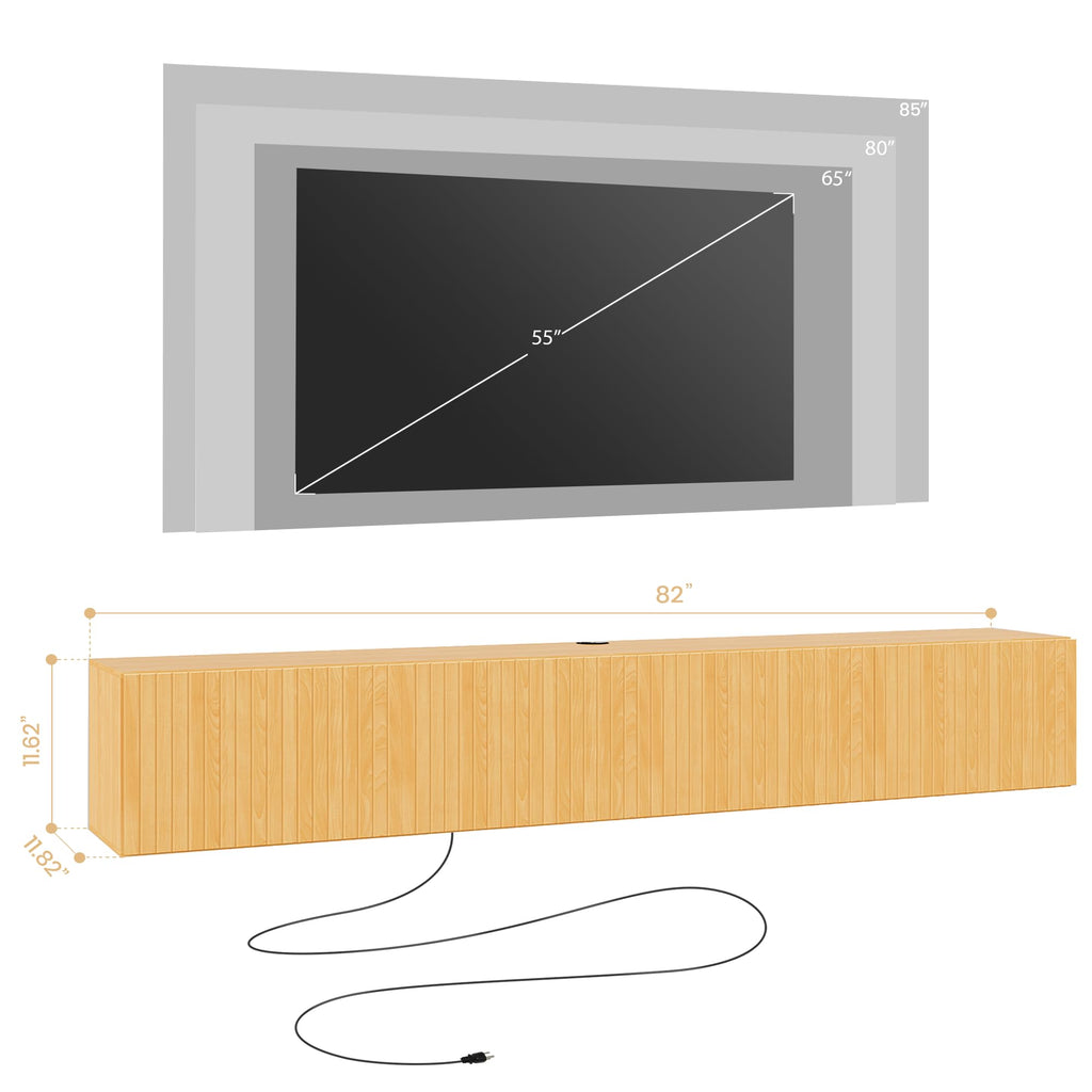 81" Floating TV Stand Wall Mounted w/Power Outlet for TVs up to 85"