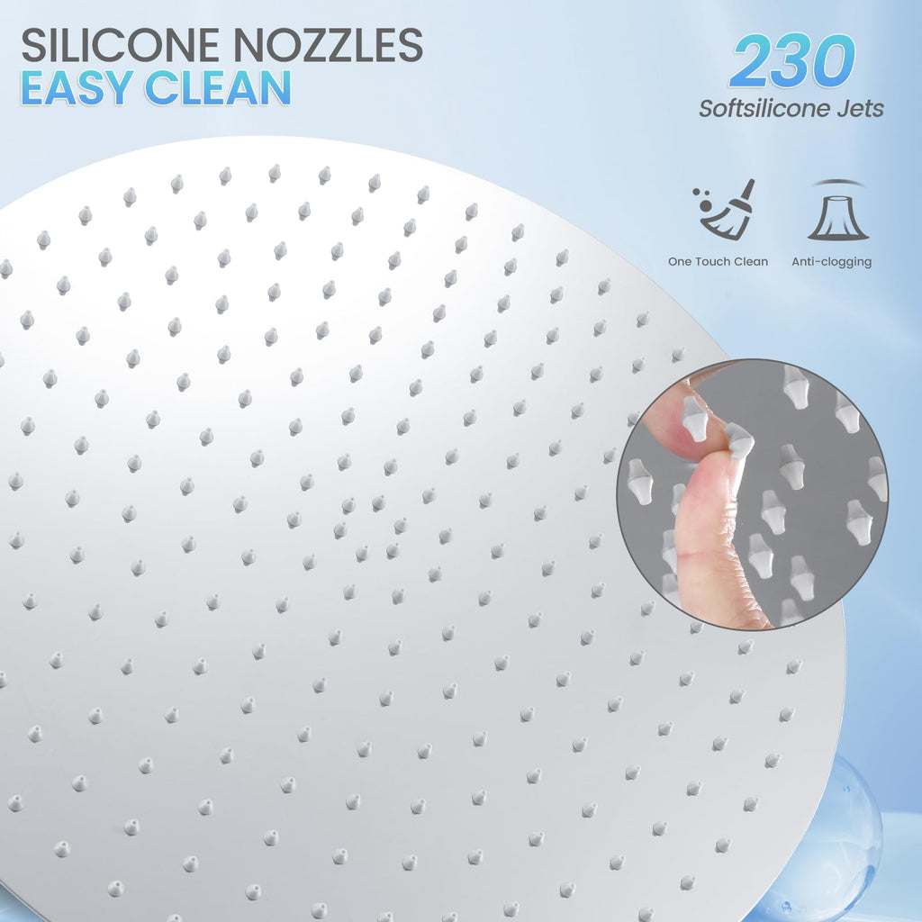 16 Inch Round Rainfall Shower Head Chrome - All Metal Stainless Steel 304, Full Body Rainfall Shower with 230