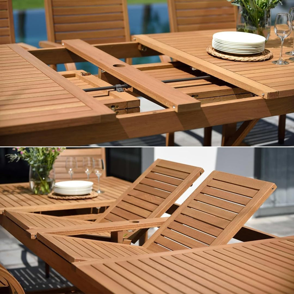 Berlin Patio Extendable Table | Teak Finish | Durable and Ideal for Indoors and Outdoors