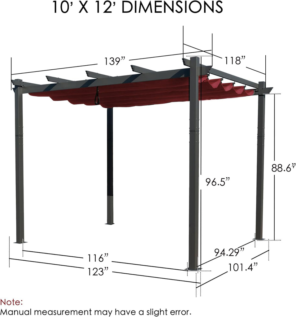 Morgan Outdoor Retractable Pergola with Sun Shade Canopy Patio Aluminum Pergola Shelter for Backyard Deck Garden