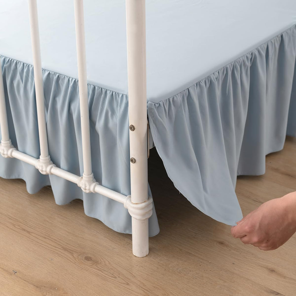 Bed Skirt Queen Size 14 Inch Drop Ruffled Bed Skirt with Split Corners