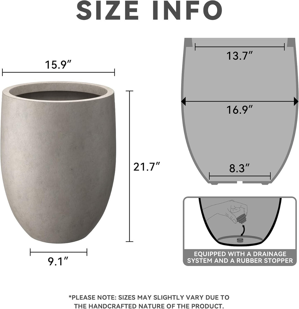 Modern Home Minimalist 21.7" Tall Weathered Concrete Bullet Planter | Minimalist, Handcrafted, Modern Decor