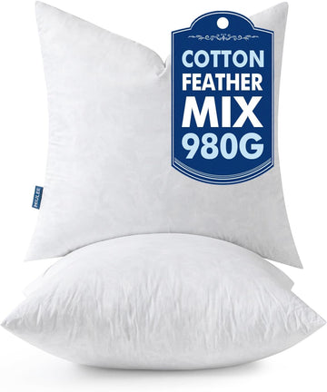 22x22 Pillow Inserts 2 Pack,Feather Mix Polycotton Pillows - Set of 2