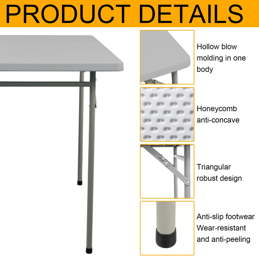 Folding Table 3ft Rectangular All-Occasion Plastic Folding Event Table for Indoor and Outdoor, Portable Desk