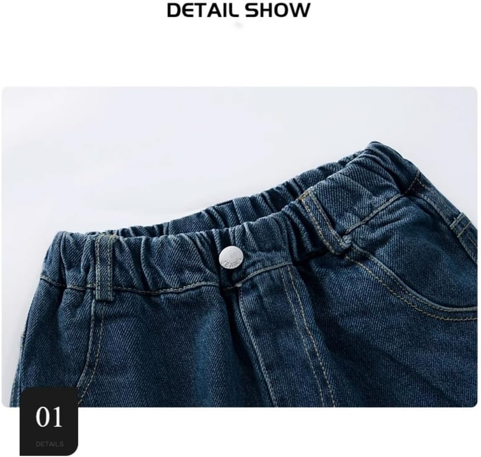 Boy's Baggy Jeans Straight Leg Denim Pants with Pockets