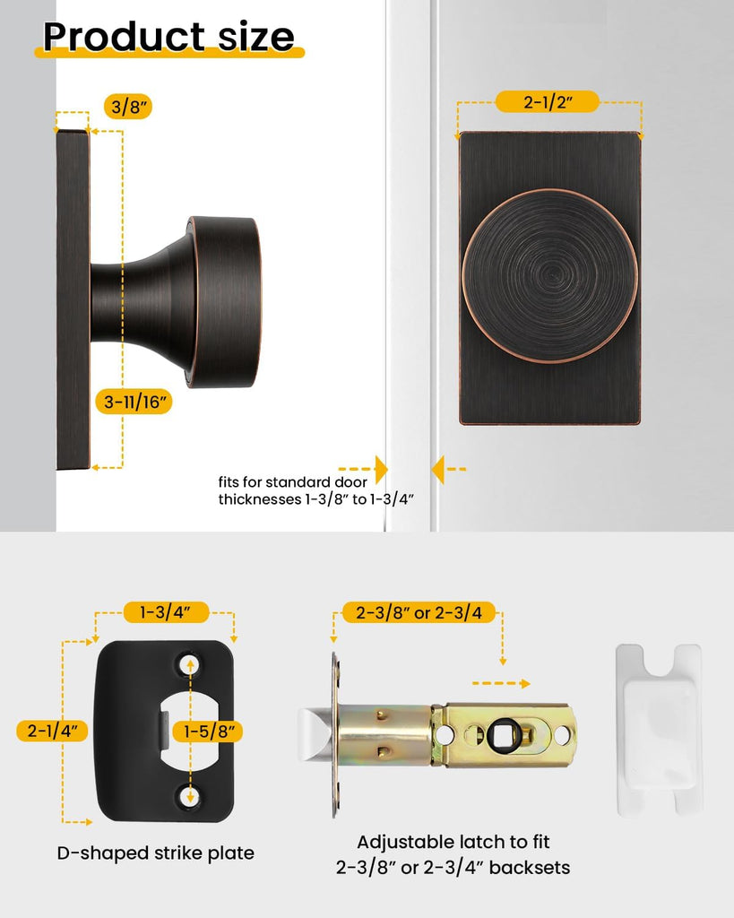 Oil Rubbed Bronze Passage Door Knob for Closet Interior,1 Pack