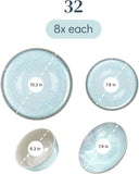 Stoneware dinnerware set 8 persons 32 pcs - Modern style plates and bowls set ceramic