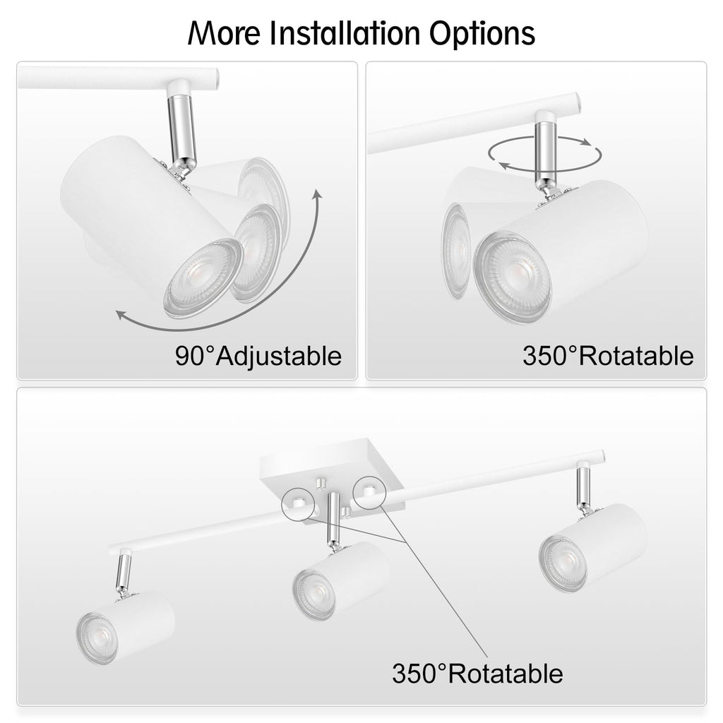 3 Light Track Lighting Fixtures Ceiling, Matte White Kitchen Lighting Fixtures Ceiling, Track Lights Ceiling