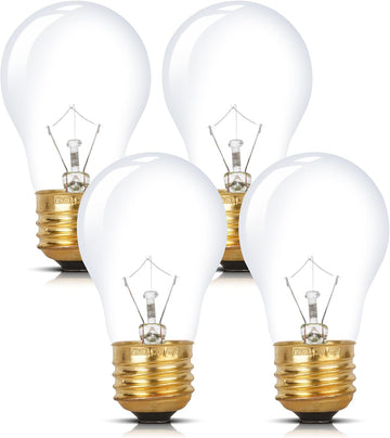 Oven Light Bulb 300°C/572°F Rated A15 40W E26 2700K, 4 Pack