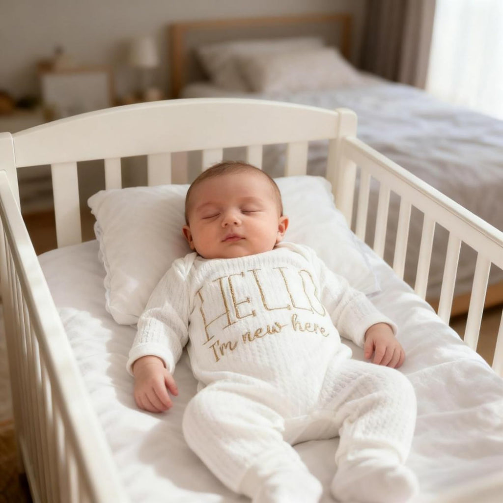 Newborn Baby Boy Romper Coming Home Outfits Letter Print Bodysuit Jumpsuit+Hat+Gloves 3PCS Clothes Set (Pure White