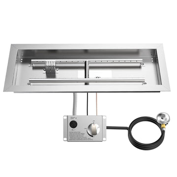 Stainless Steel 24" Rectangle Fire Pit Drop-in Burner Kit