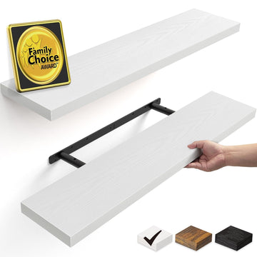 White Floating Shelves 35.4in, Set of 2, Wall Mounted for Wall Decor
