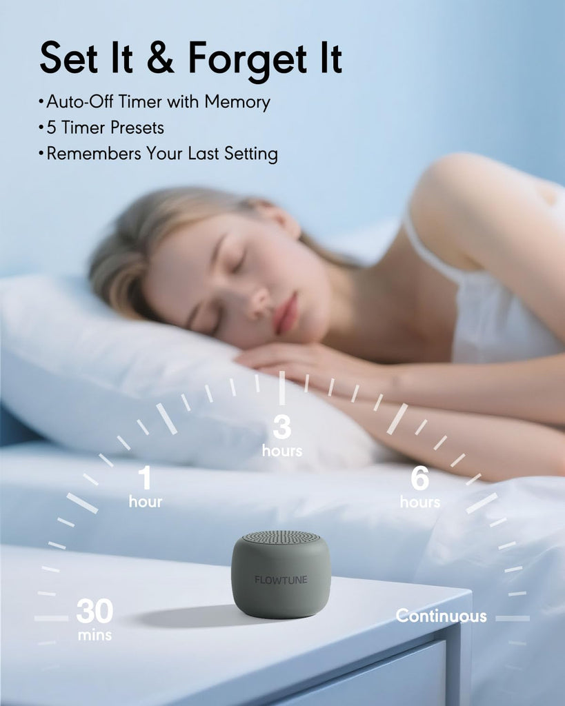 Sound Machine White Noise Machine for Baby Adults, 18 Non-looping Sounds, Timer, Memory Function, Portable Sleep