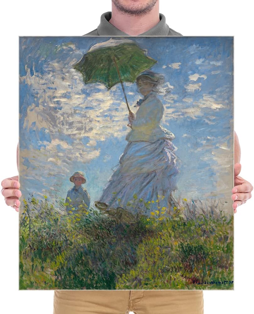 Woman with a Parasol Madame Monet and Her Son Canvas Prints Wall Art of Claude Monet Famous Classic Oil Paintings