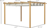 10' x 13' Retractable Pergola Canopy, Wood Grain Aluminum Pergola, Outdoor Sun Shade Shelter for Grill, Garden, Patio