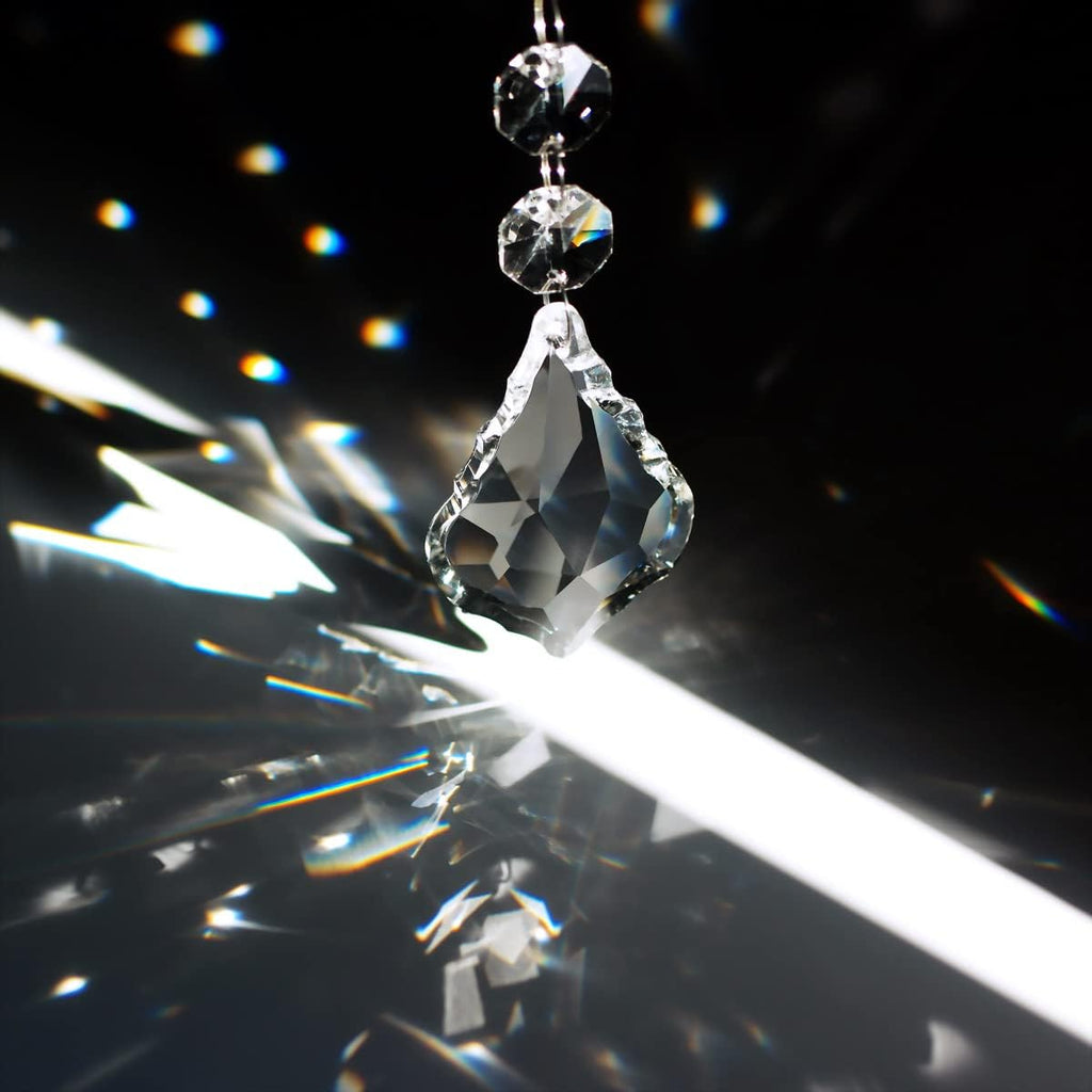 12pcs Glass Crystal Chandelier Prisms Beads Replacement - Hanging Crystals Suncatcher for Chandeliers Decoration