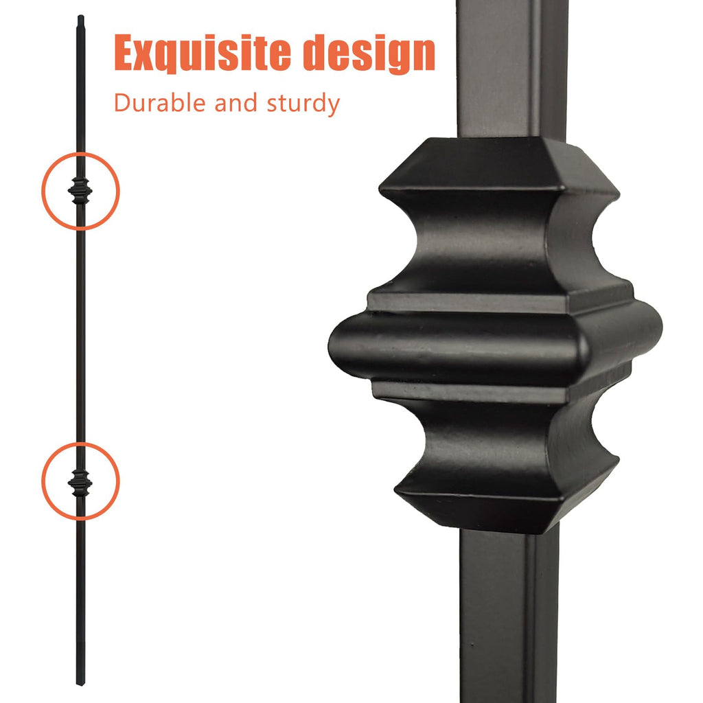10 Pcs Wrought Iron Balusters, Hollow Double Knuckle Balusters