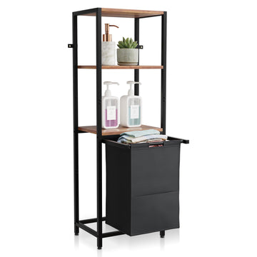 Tilt-Out Laundry Hamper with Shelf - 3 Tier Laundry Organizer with Waterproof Fabric Bin | Freestanding Storage