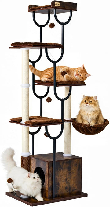 74" Cat Tree, Cat Tower for Indoor Cats, Modern Cat Tree Tower