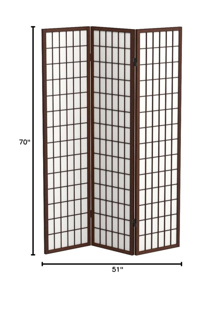 6 ft. Tall Window Pane Shoji Screen - Walnut - 3 Panels