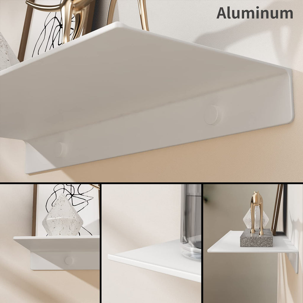 20 inch Long White Floating Shelf for Wall Organizer & Storage, Display Shelf, Metal Wall Shelf