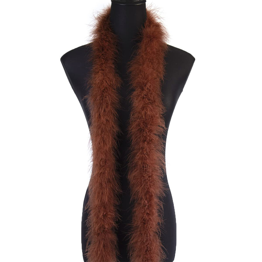 20g Coffee Fluffy Marabou Feather Boa for DIY Craft Sewing Trim Home Wedding Party Christmas Decoration - 2 Yards