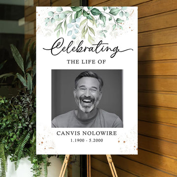 Greenery Leafs Funeral Welcome Signs, Celebration Of Life Yard Sign, Celebration of Life Decoration, Custom Memorial