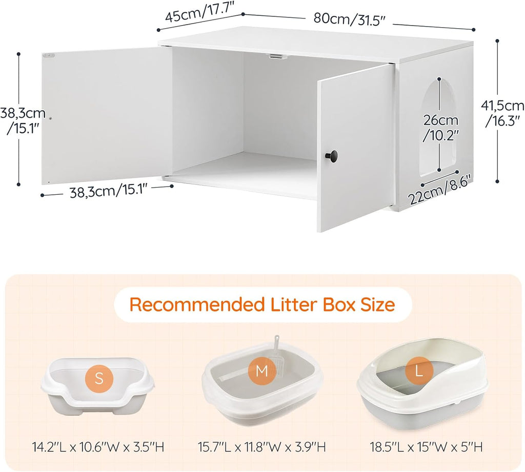 Cat Litter Box Enclosure, Hidden Litter Box Furniture with Side Entry, Litter Box Cabinet, Indoor Cat House, End Side