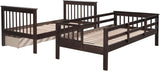Wood Twin Over Twin Bunk Bed with Drawers and Stairs