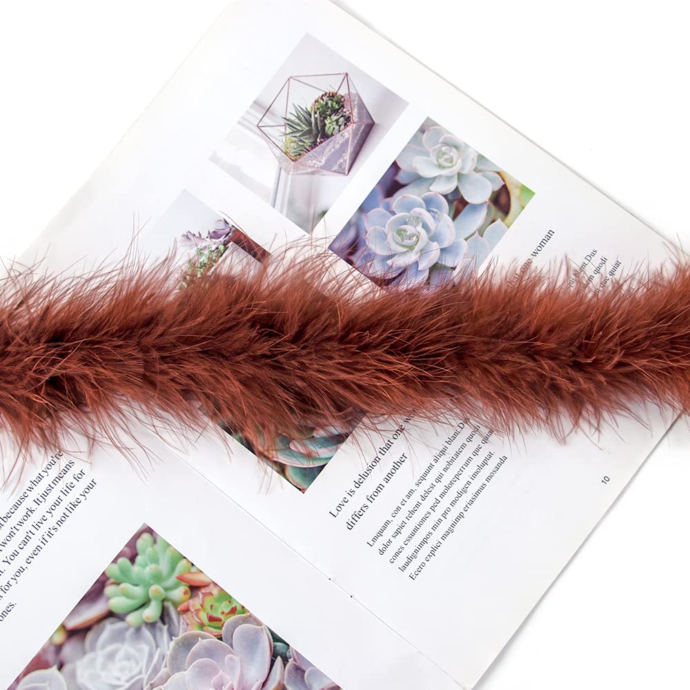 20g Coffee Fluffy Marabou Feather Boa for DIY Craft Sewing Trim Home Wedding Party Christmas Decoration - 2 Yards